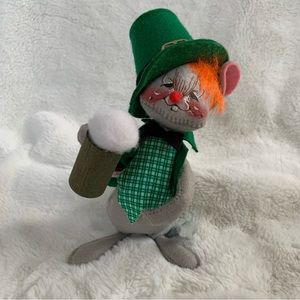 Vintage Annalee 1993 St Patrick’s Day Irish Grey Mouse Doll